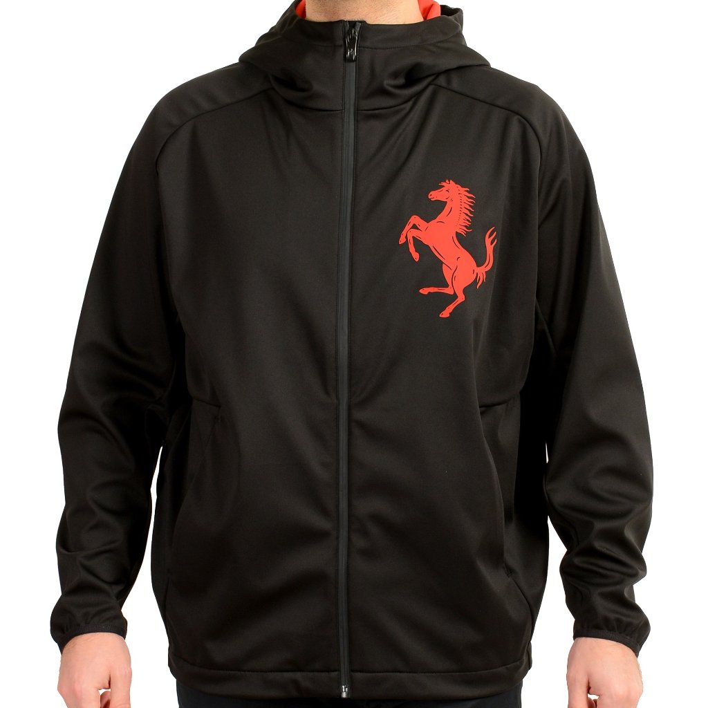 Scuderia Ferrari Men's Black Hooded Logo Softshell Jacket Us 2xl It 56